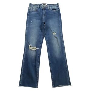 Flying Monkey Womens Jeans Distressed Blue Bootcut Frayed Hem‎ Size 29